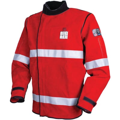 Elliotts BRWJT1MED Big Red Reflective Trim Leather Welders Jacket - Medium