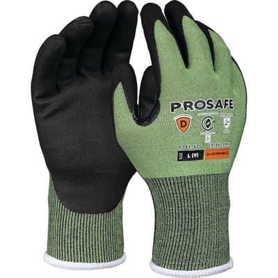 PROSAFE Durashield WCT1084NM (CR18PCDMF) Cut Resistant Gloves - Cut D - 18 Gauge HPPE Liner - Nitrile Palm Coat - Touchscreen - Green - XS