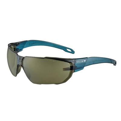 Bolle SWIFT SWIFTN20A Safety Glasses - Wrap-Around - Blue Temples - Platinum Lite Coating - Anti-Scratch/Anti-Fog - Smoke Lens