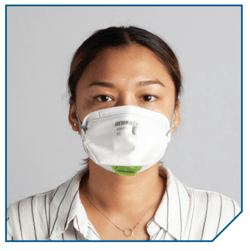 The respirator is correctly worn as shown here.