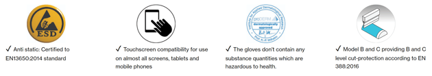 Safety gloves with touchscreen compatibility