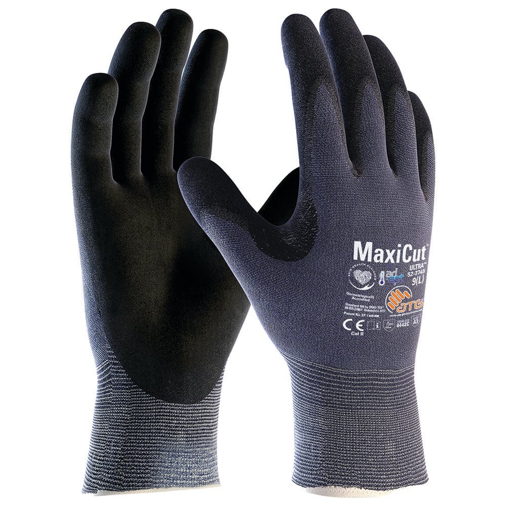 ATG MaxiCut® Ultra™ 52-3745 (44-3745) Cut Resistant Gloves - AD-APT 65% - Cut C - UHMWPE Liner - Nitrile Palm Coat - Touchscreen - Silicone Free - Blue/Black - 6