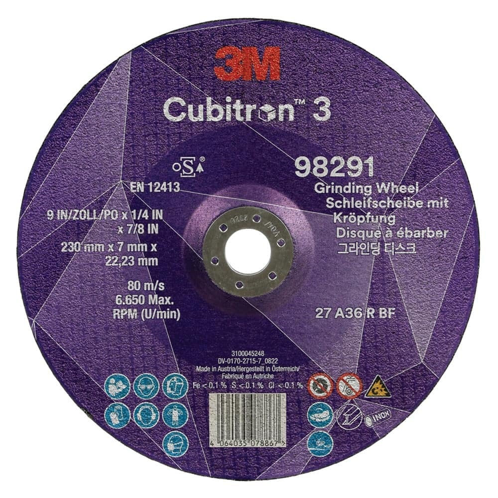 3M Cubitron 3 XC991967669 Depressed Centre Metal Grinding Wheel - 230x7x22mm